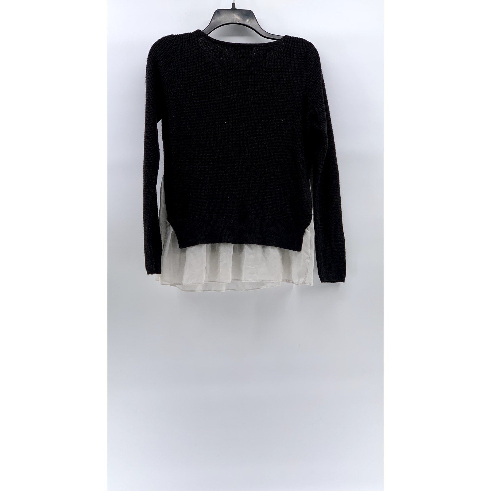 A.N.A A NEW APPROACH Women’s Black-White Knit Layered Long Sleeve Top SZ S