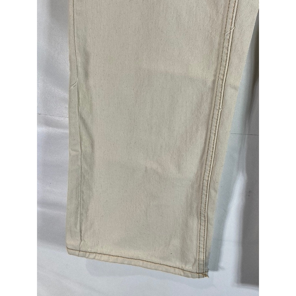 H&M DIVIDED Women's Beige Five-Pocket Wide-Leg Straight Pant SZ 4