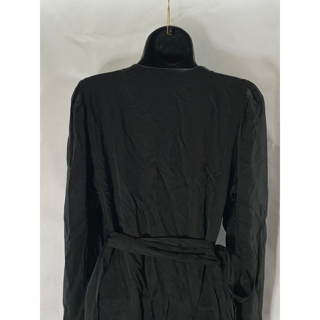 STOCKHOLM ATELIER & OTHER STORIES Women's Solid Black V-Neck Wrap Midi Dress SZ6
