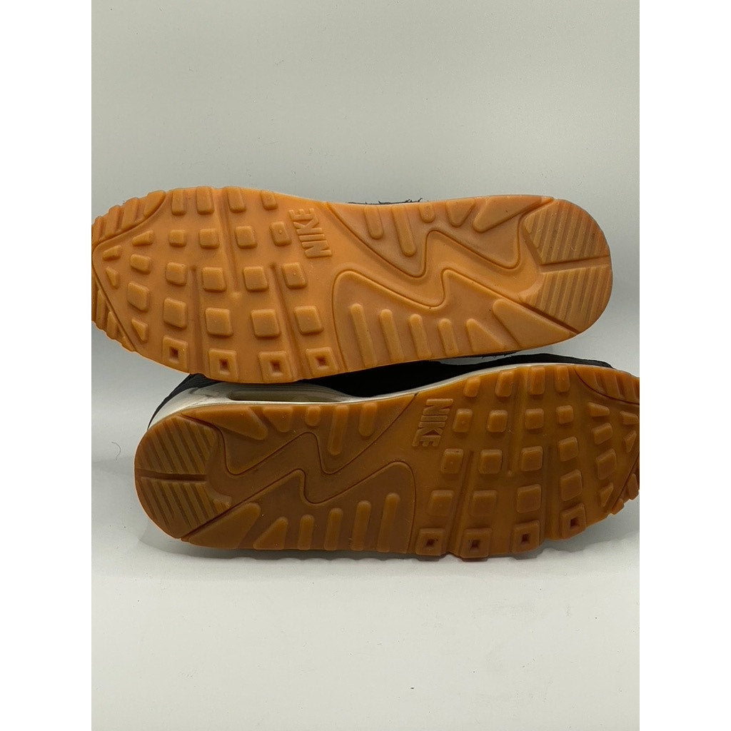 NIKE Women's Black Air Max 90 Premium Lace-Up Round Toe Platform Sneakers SZ 9.5