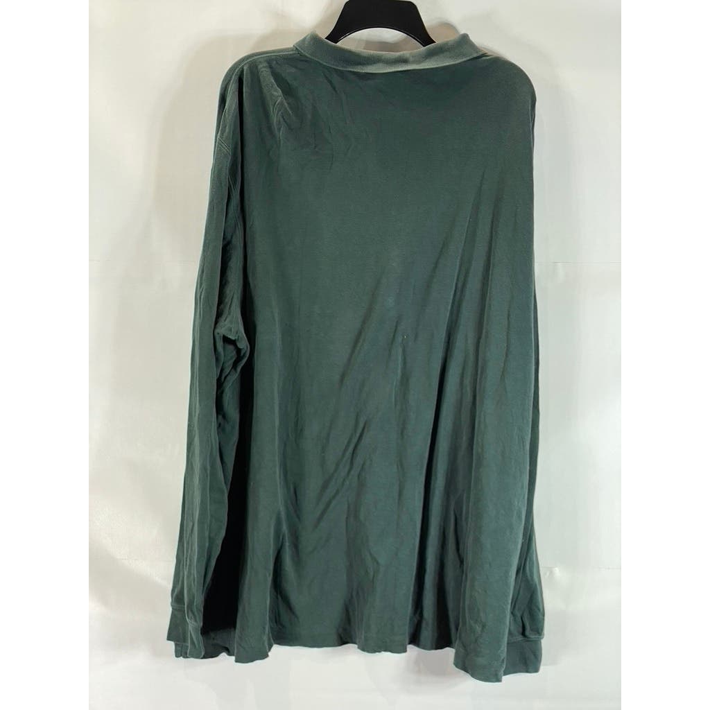 LANDS' END Men's Tall Evergreen Long Sleeve Polo Shirt SZ XXL-T