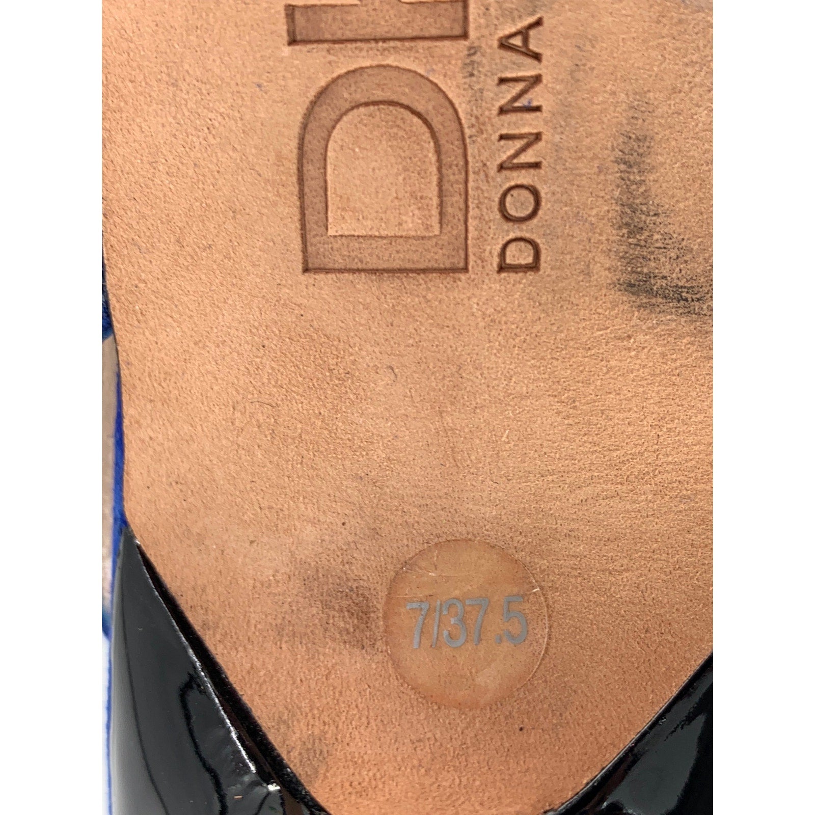 DKNY Women's Cobalt Blue Suede Leather Open-Toe Ankle Strap Stiletto Heels SZ 7