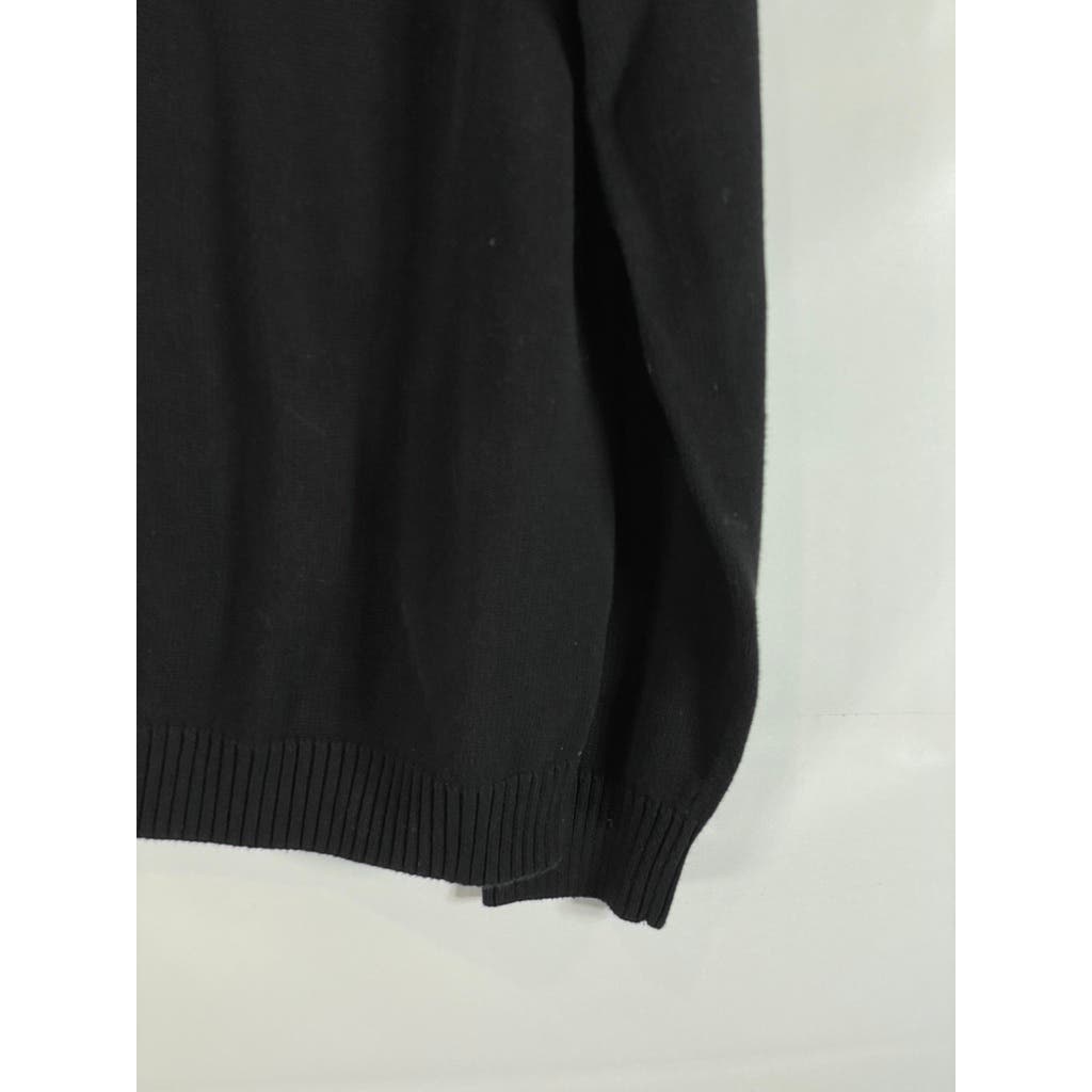 JOHN HENRY Men's Solid Black Ribbed Shoulder Quarter-Zip Pullover Sweater SZ XL