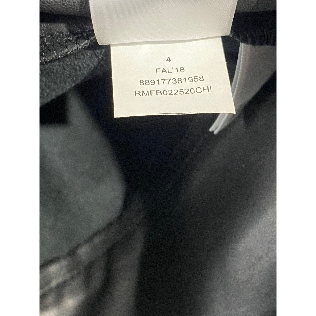 RACHEL RACHEL ROY Women's Black Faux Leather Ruffled Knee Length Skirt SZ 4