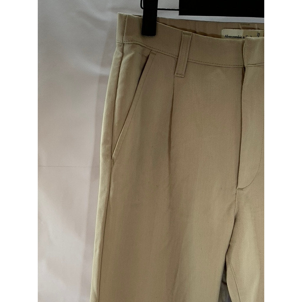 ABERCROMBIE & FITCH Women's Tan Regular-Fit Mid-Rise Wide-Leg Dress Pant SZ  28