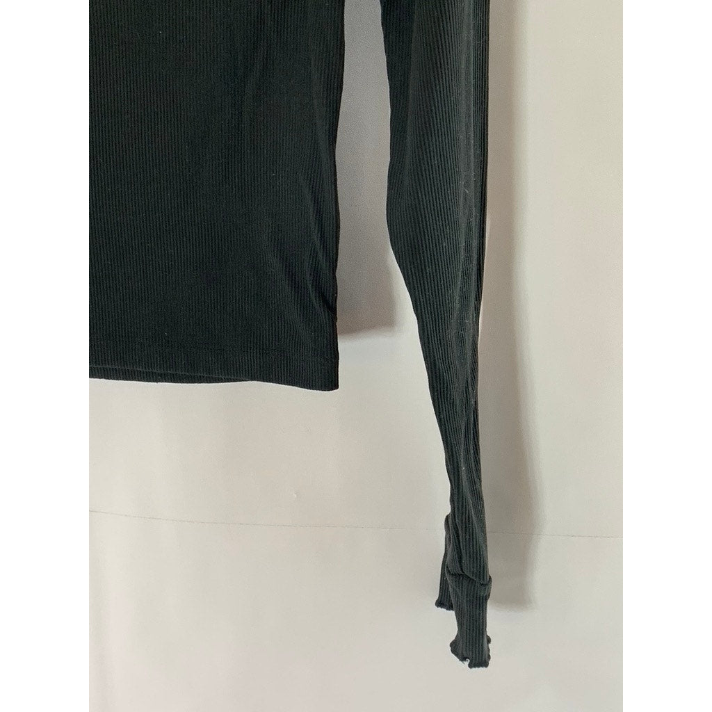 OUTDOOR VOICES Women's Black Rib Long Sleeve Pullover Turtleneck Top SZ S