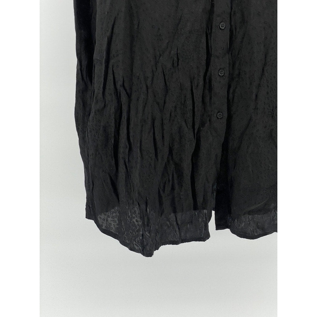 & OTHER STORIES Women's Black Animal Print Button-Up Mini Shirt Dress SZ 4