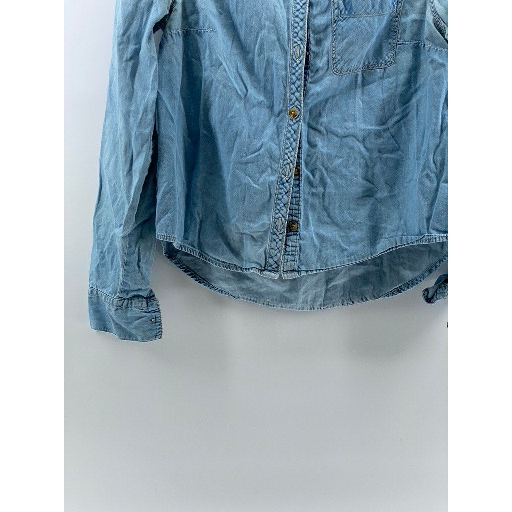 DIVIDED BY H&M Women's Blue Denim Button-Up Long Sleeve Casual Top SZ 10