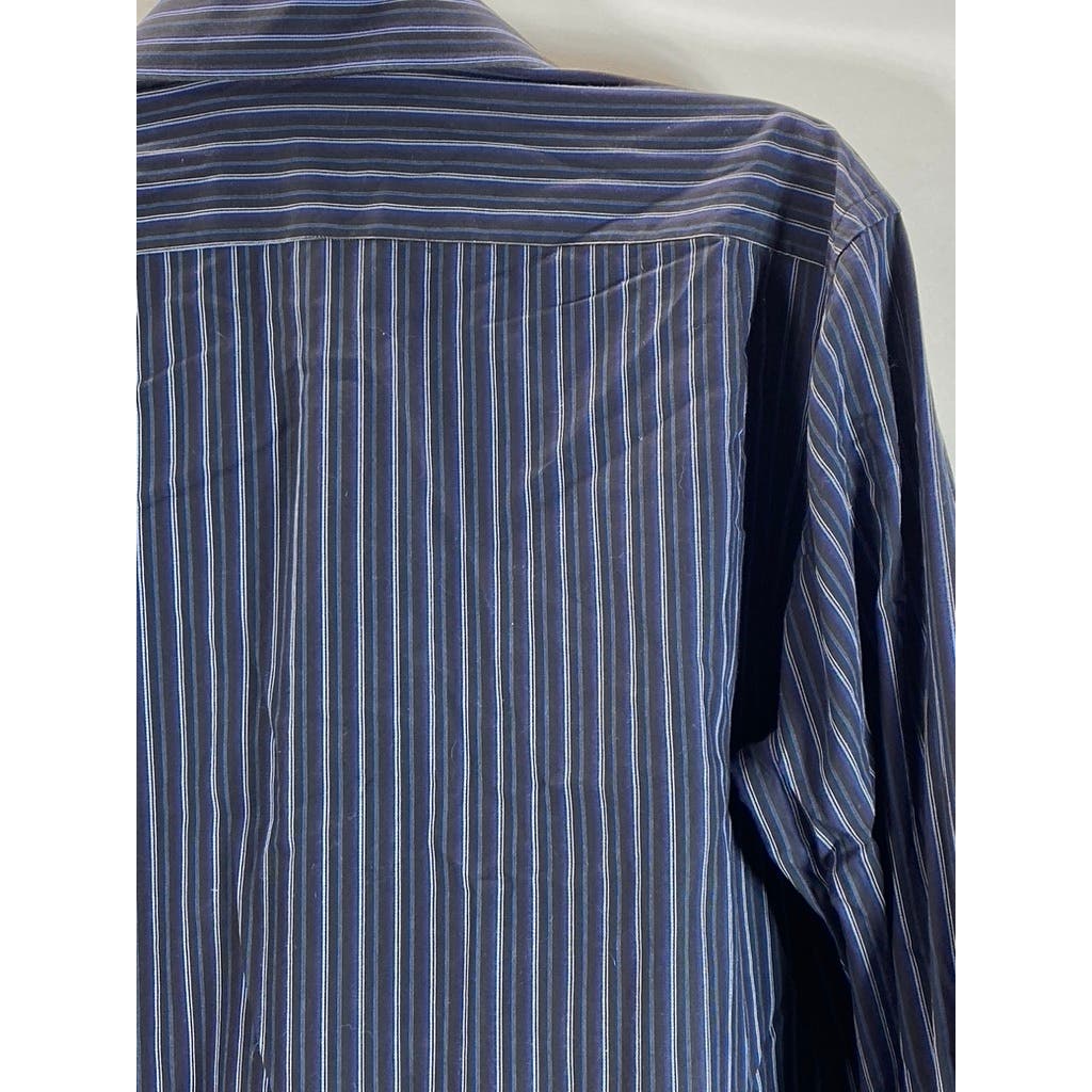 BANANA REPUBLIC Men's Black/Blue Pinstripe Button-Up Long Sleeve Shirt SZ15/15.5