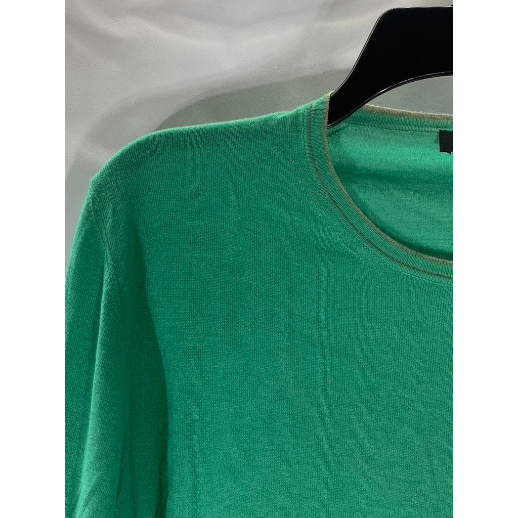 CALVIN KLEIN Collection Women's Green Crewneck Cashmere-Cotton Knit Sweater SZ M
