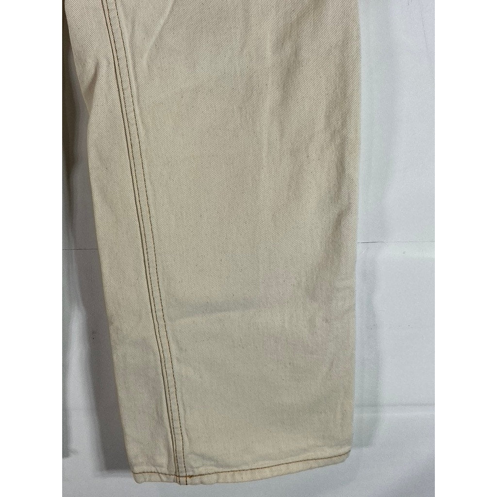 H&M DIVIDED Women's Beige Five-Pocket Wide-Leg Straight Pant SZ 4