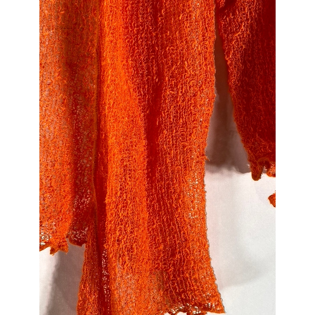 EXOTIC Women's Bright Orange Knit Open Front Elbow-Sleeve Shrug SZ OS