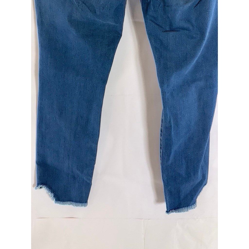 SOHO NEW YORK & COMPANY Women's Blue Raw-Hem Skinny Ankle Jeans SZ 14