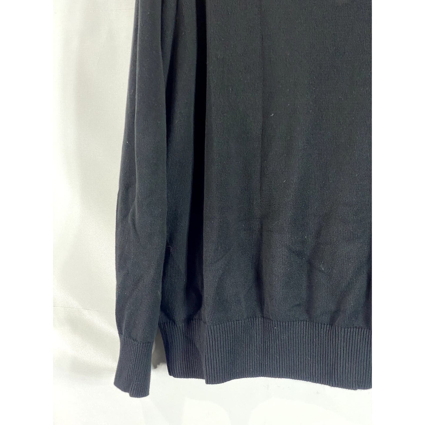 TOMMY HILFIGER Men's Solid Black Quarter-Zip Pullover Sweater SZ XL