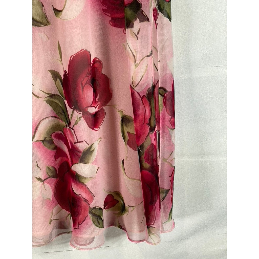 VALERIE STEVENS Women's Pink Vintage Large Floral Peignoir Nightgown SZ M