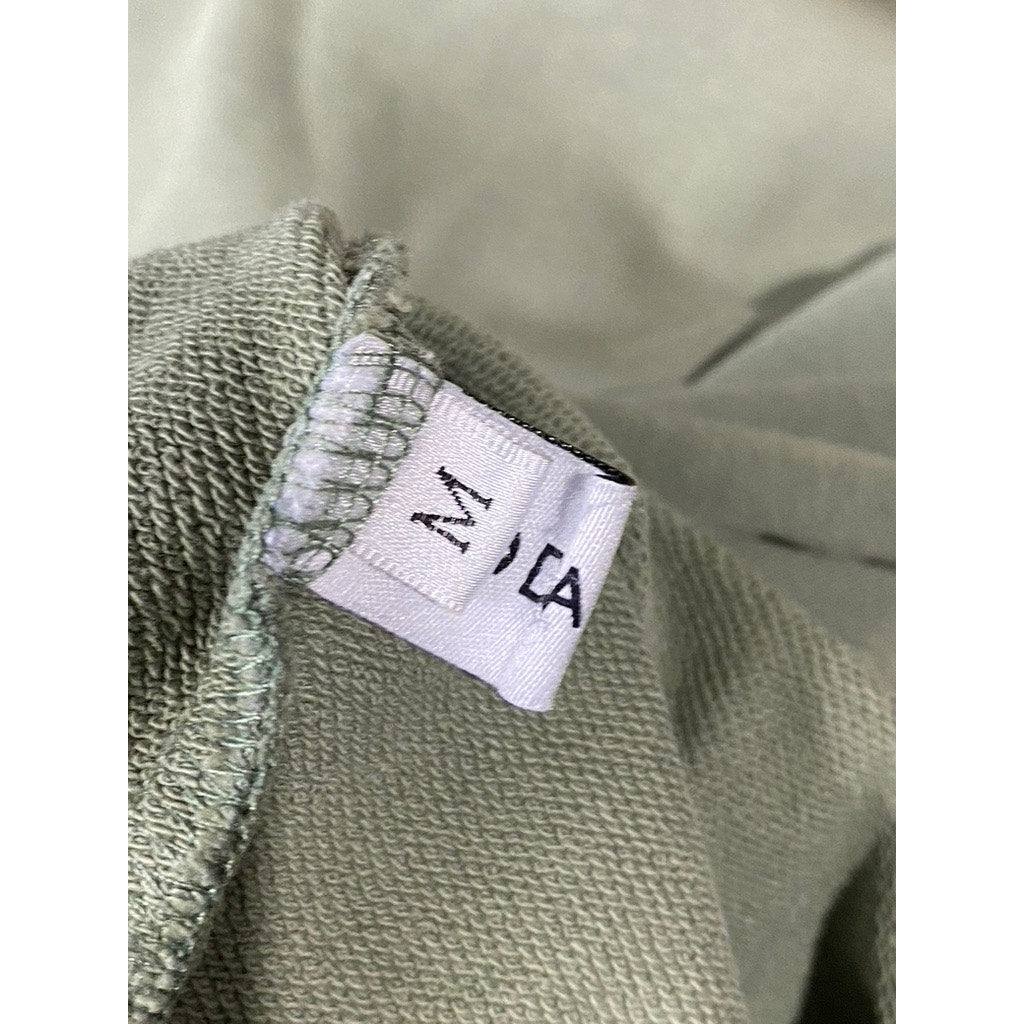 MODAKAWA Women's Olive Green Frog Zipper Envelope Oversized Hoodie SZ M