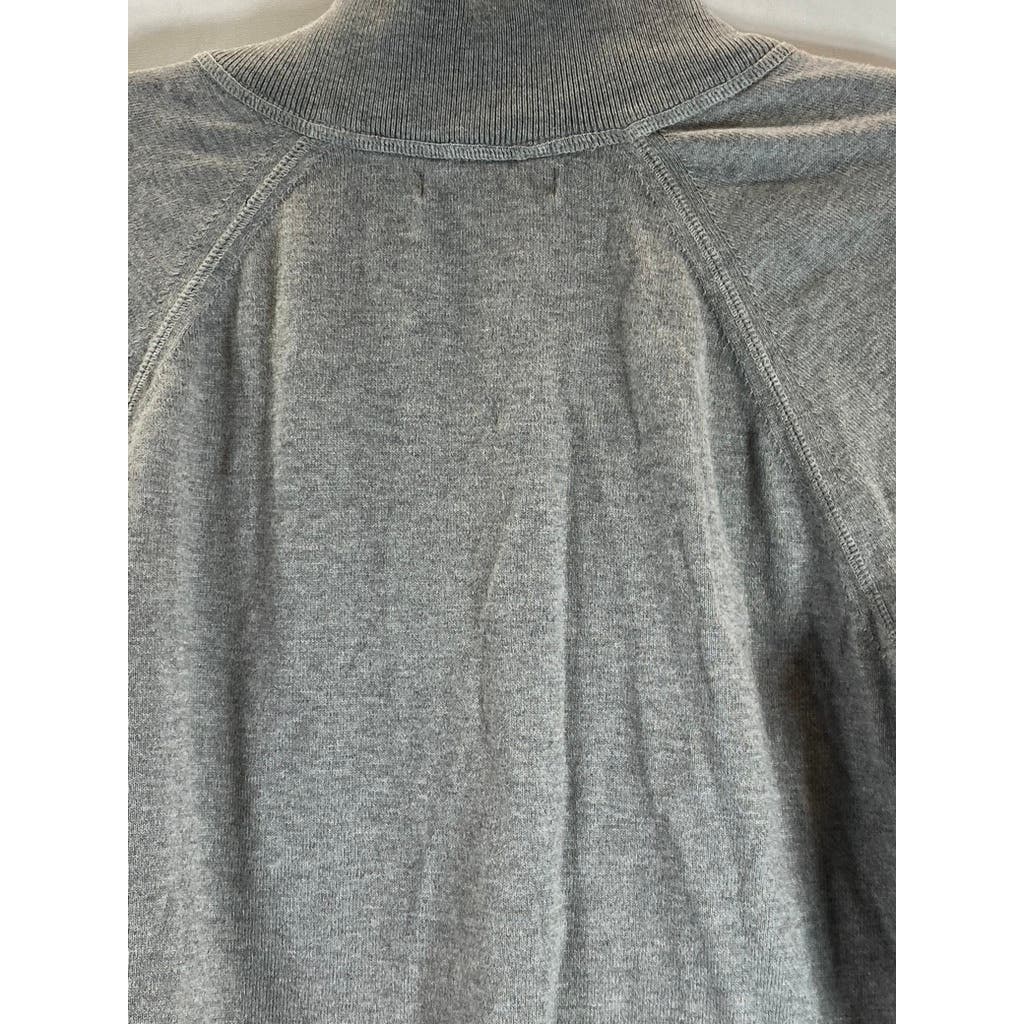 BANANA REPUBLIC Men's Light Grey Supima-Wool Zip-Up Stand Collar Sweater SZ L