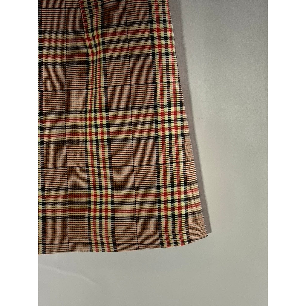 URBAN OUTFITTERS Women's Cream/Red Plaid Back-Zip Mini Skirt SZ M