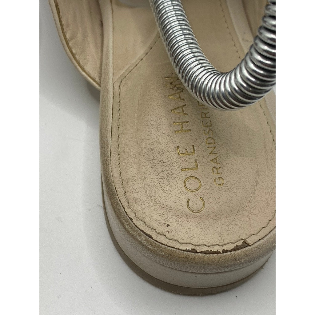 COLE HAAN Women’s Beige Leather Snake-Skin Embossed Slip-On Mule Shoes SZ 6.5