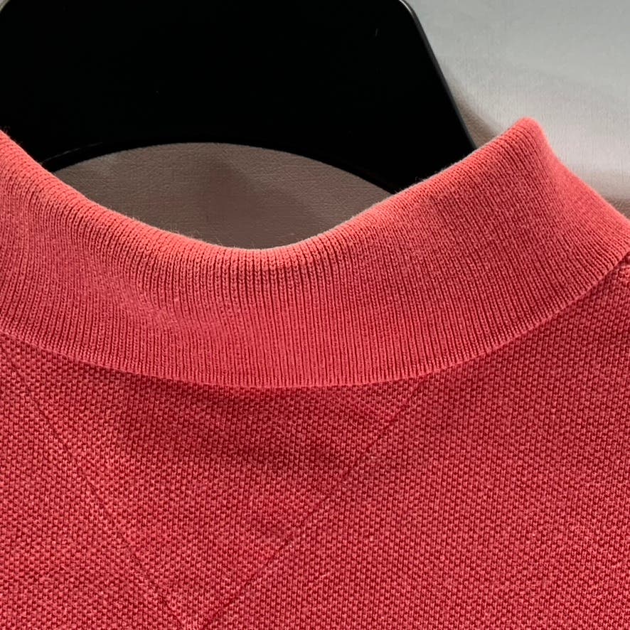TOMMY HILFIGER Men's Red Solid Vintage Short Sleeve Polo Shirt SZ L