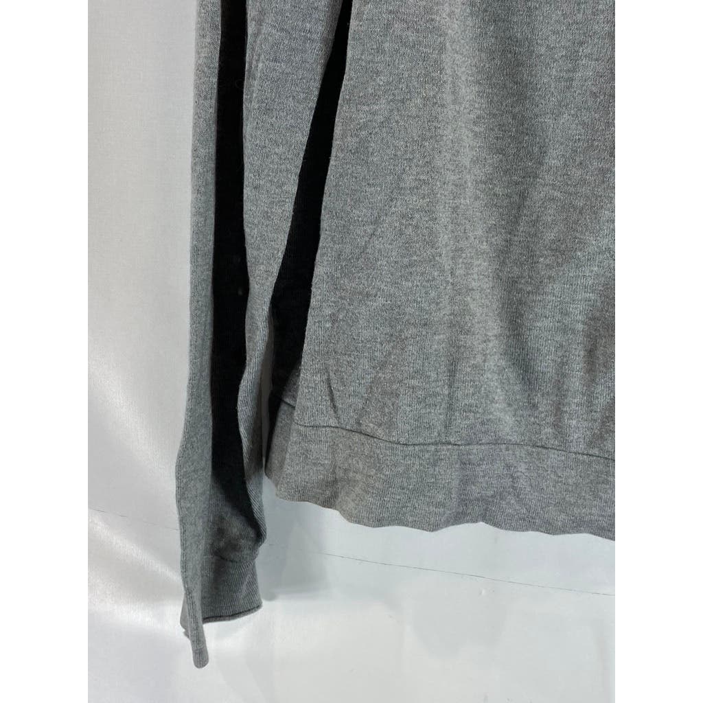 BANANA REPUBLIC Men's Light Grey Supima-Wool Zip-Up Stand Collar Sweater SZ L