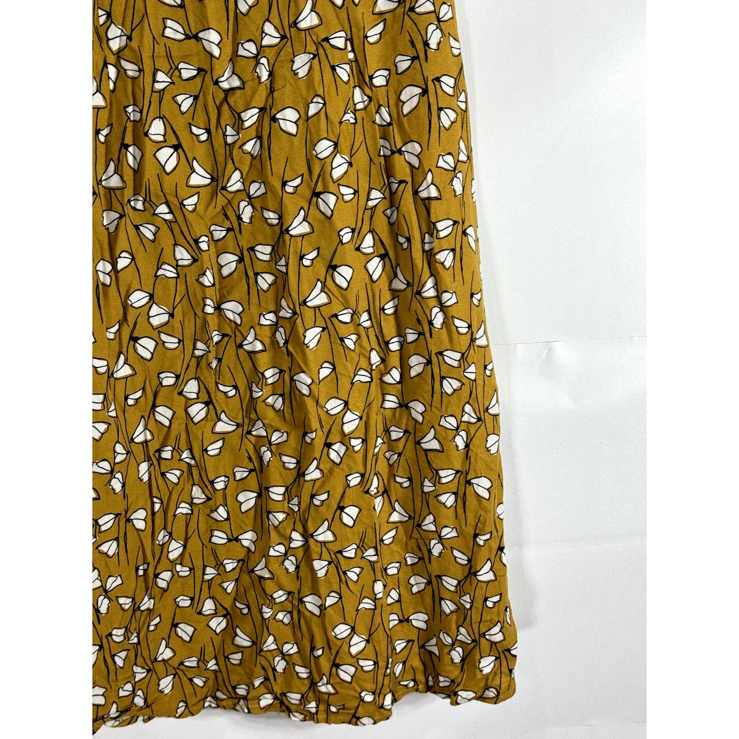 DRESS FORUM Los Angeles Women's Yellow Print V-Neck Short Sleeve Wrap Dress SZ S