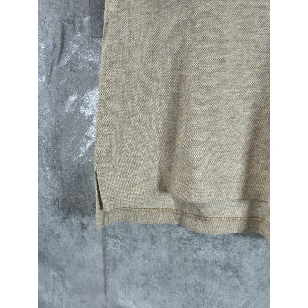 TOMMY HILFIGER Men's Beige Regular-Fit Embroidered Logo Polo Shirt SZ S