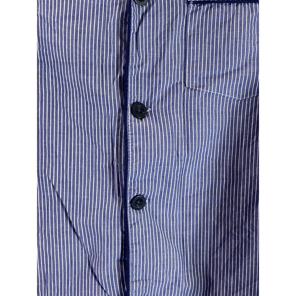 SAKS FIFTH AVENUE Men's Blue/White Striped Button-Up Long Sleeve Shirt SZ XL