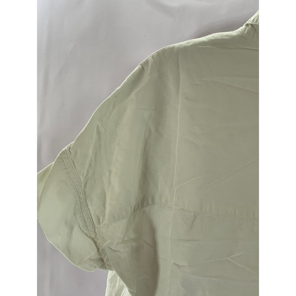 MADEWELL Women's White V-Neck Short Sleeve Parka Popover Top SZ M