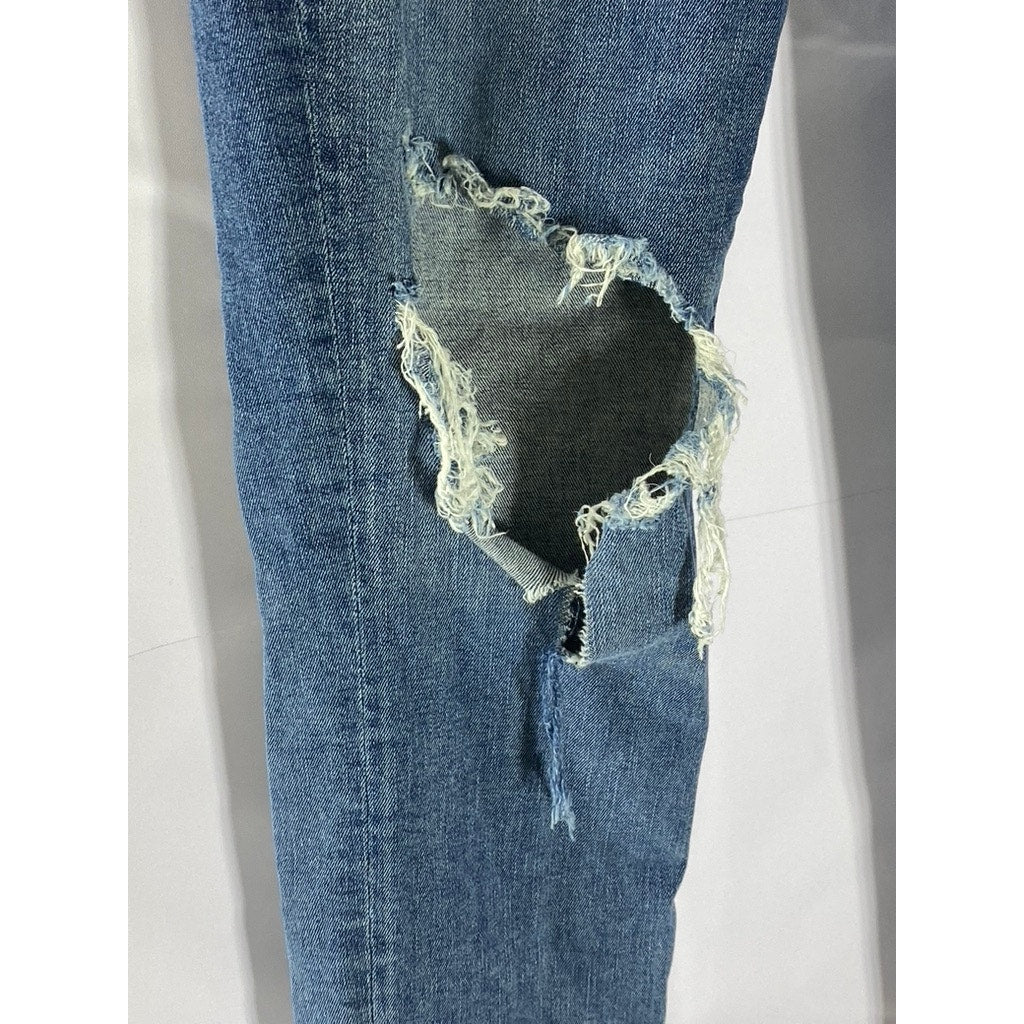 AGOLDE Women's Blue Denim Distressed High-Rise Sophie Skinny Cropped Jean SZ 30