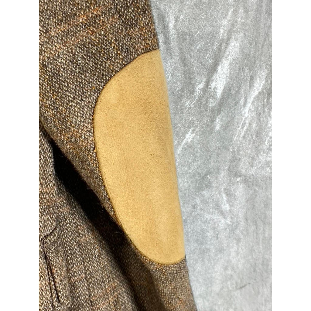 THE CLOTHIER Men's Short Tan Pure Wool Elbow-Patch Two-Button Blazer SZ 42S