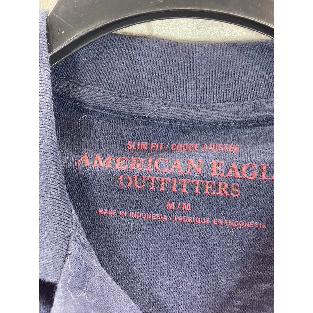 AMERICAN EAGLE OUTFITTERS Men's Navy Slim-Fit Short Sleeve Polo Shirt SZ M