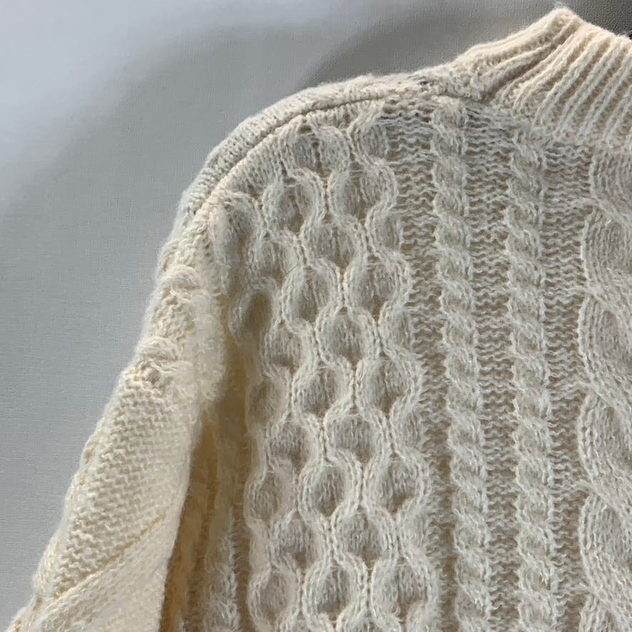 AELFRIC EDEN Unisex Beige Eden Oversized Crewneck Cable-Knit Sweater SZ L