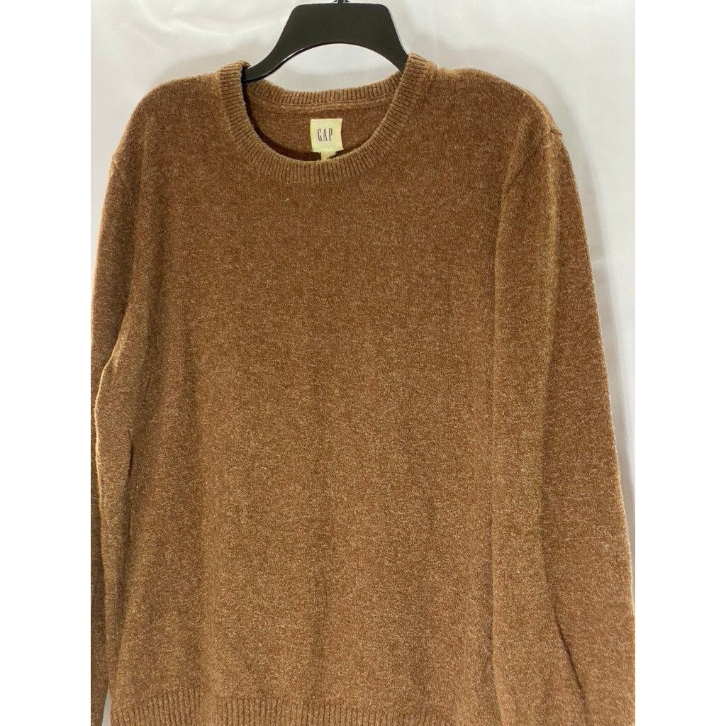 GAP Women's Brown Vicuna Crewneck 50/50 Long Sleeve Knit Sweater SZ L