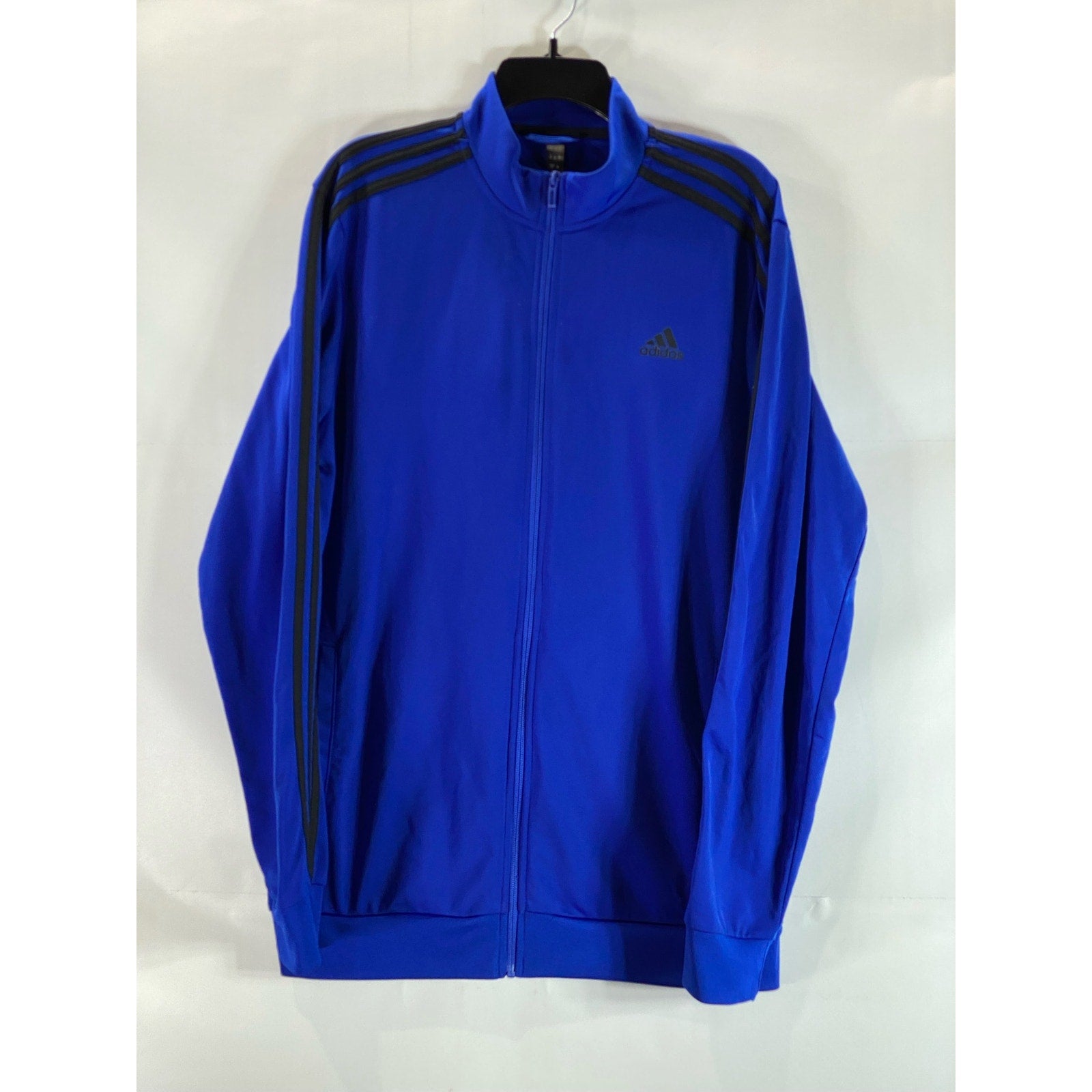 ADIDAS Men's Dark Blue Essentials Regular-Fit Warm-Up 3-Stripe Track Jacket SZ L