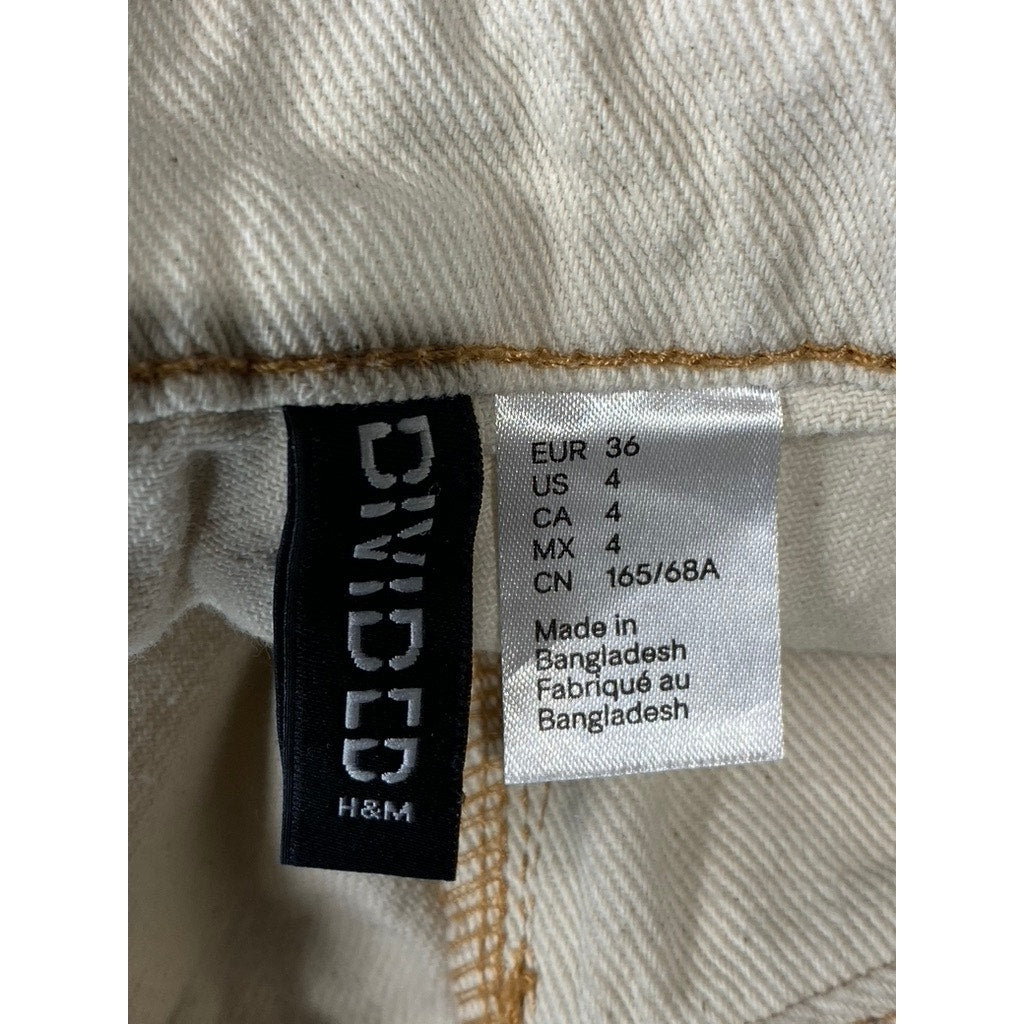 H&M DIVIDED Women's Beige Five-Pocket Wide-Leg Straight Pant SZ 4
