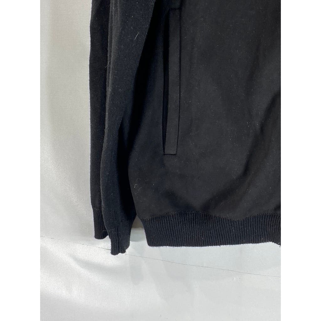 ZARA MAN Men's Black Solid Knit Mock Collar Zip-Up Sweater SZ M