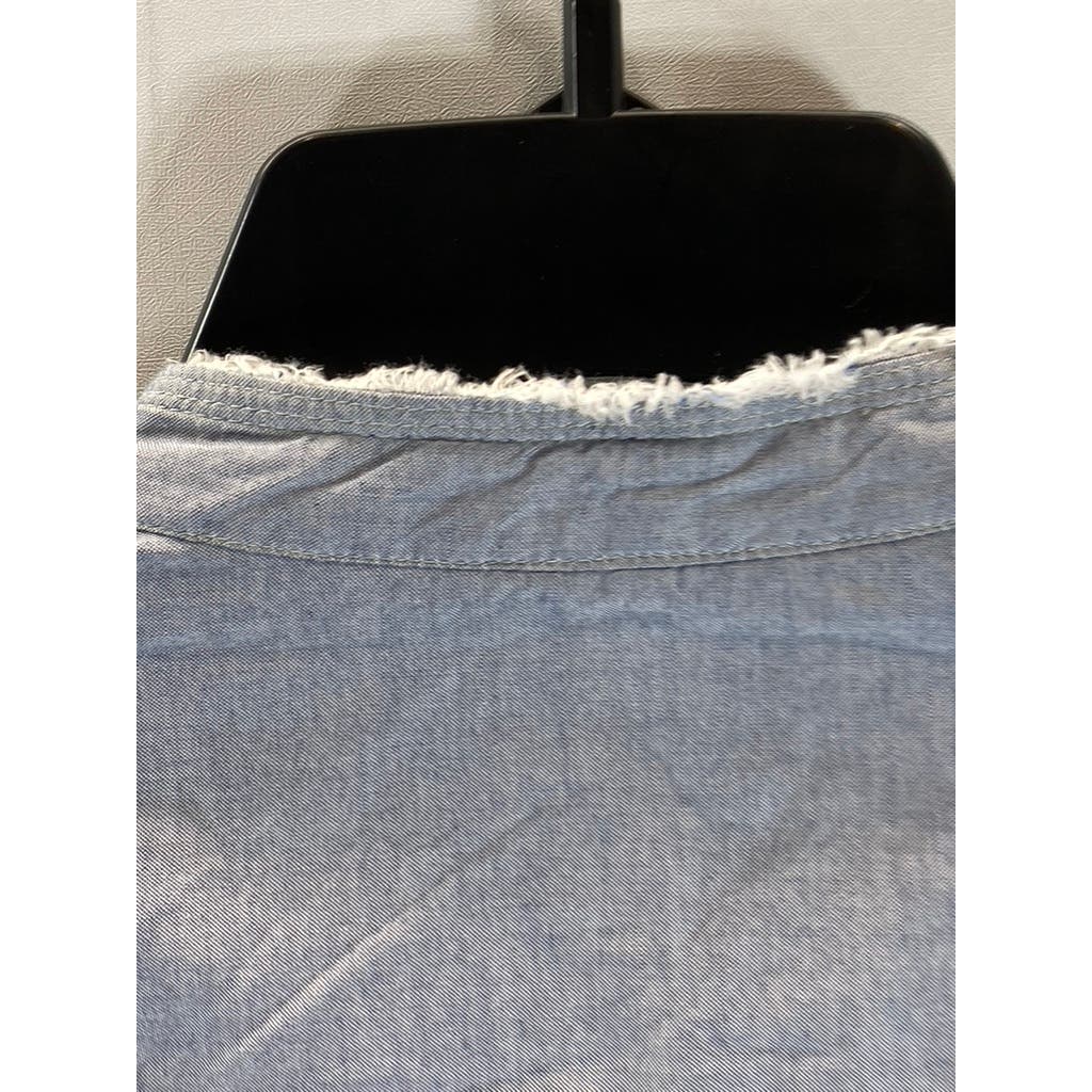 SCOTCH & SODA Men's Light Blue Raw Mandarin Collar Regular-Fit Collar SZ XL