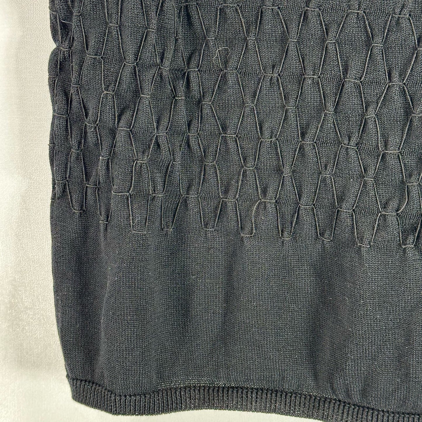 KENNETH COLE NEW YORK Women's Black Silk Deep Scoop-Neck Textured Tank Top SZ L