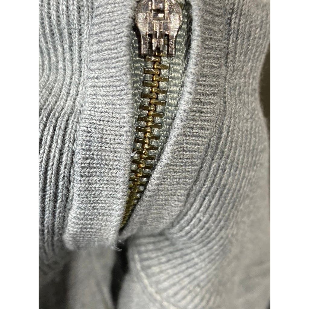 BANANA REPUBLIC Men's Light Grey Supima-Wool Zip-Up Stand Collar Sweater SZ L