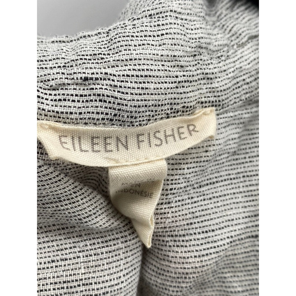 EILEEN FISHER Women's Gray Button-Up Short Sleeve Knee Length Shirt Dress SZ S
