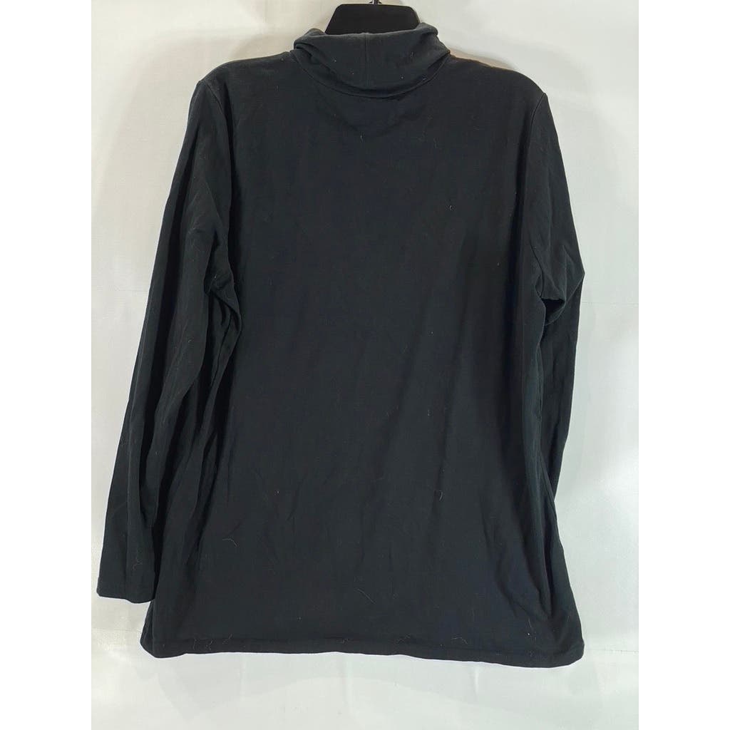 EDDIE BAUER Women's Solid Black Outdoor Turtleneck Long Sleeve Top SZ 2XL