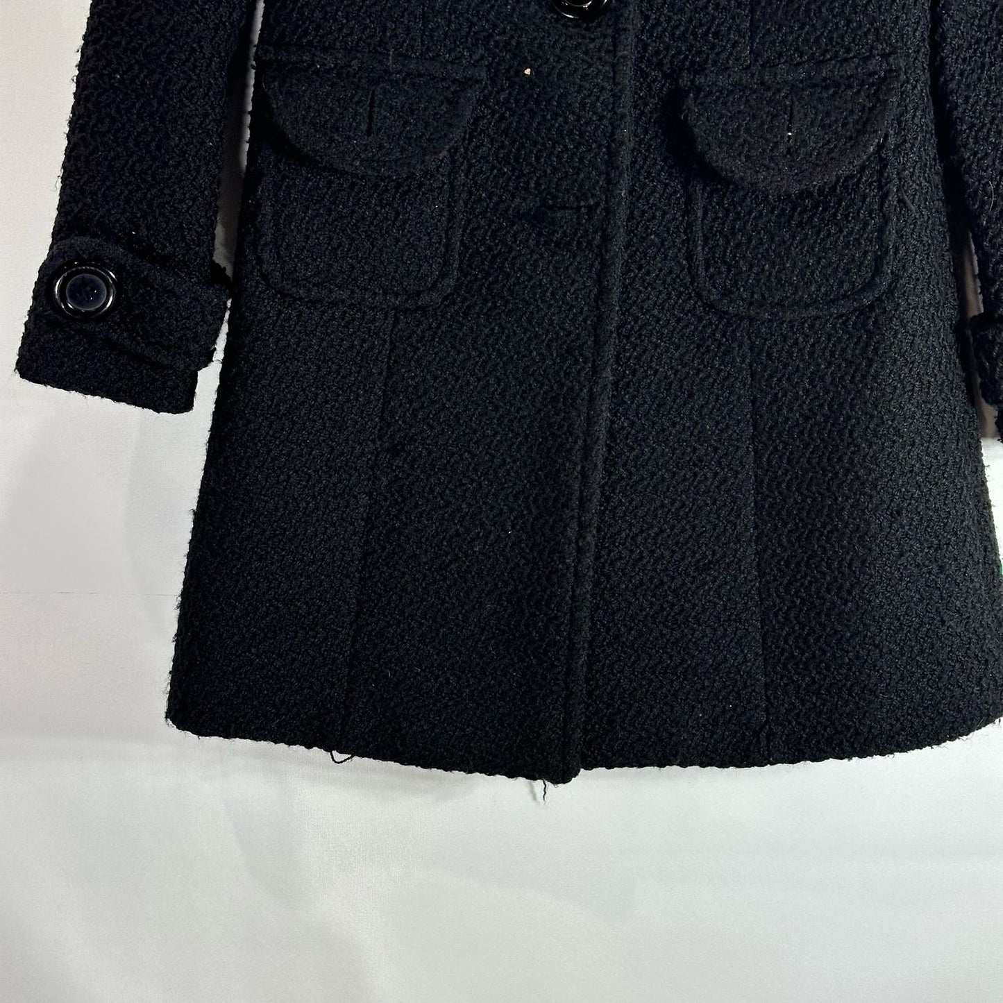 POETRY CLOTHING Women's Black Textured Four-Button Collar Coat SZ M
