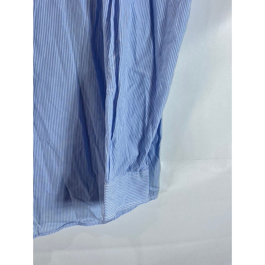 TOMMY HILFIGER Men's Light Blue Striped Classic-Fit Button-Up Shirt SZ XL