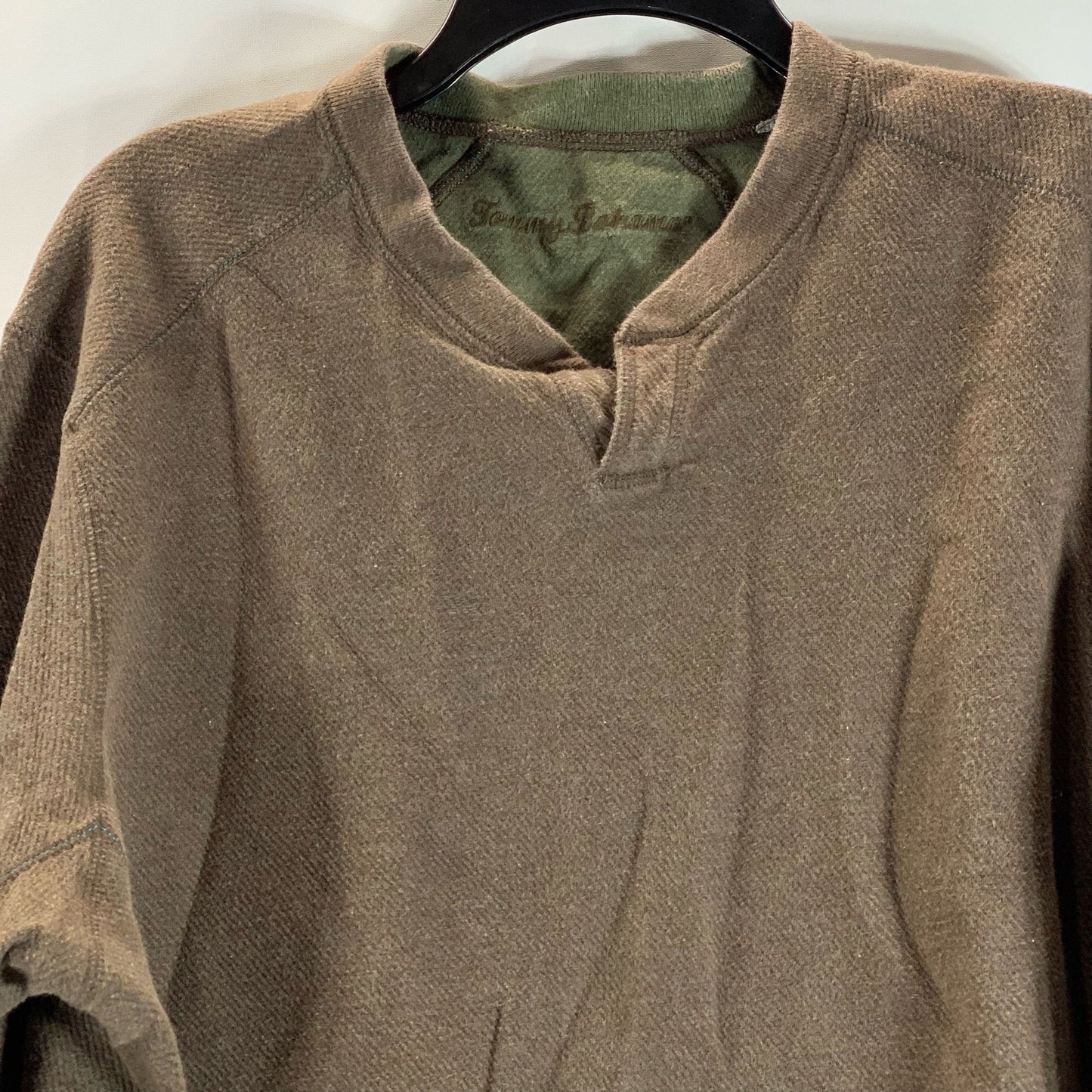 TOMMY BAHAMA Men's Brown Split-Neck Pullover Sweater SZ M