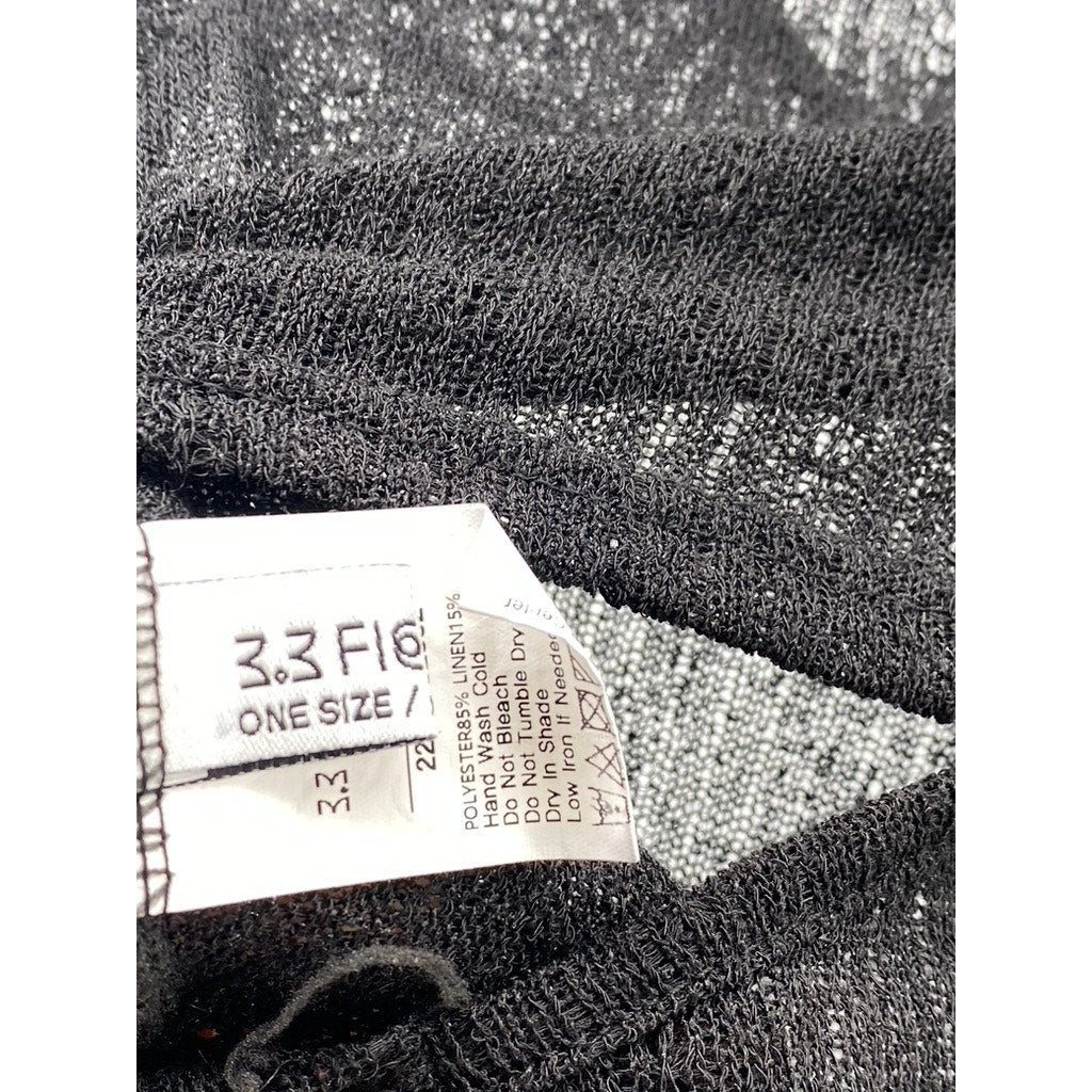 3.3 FIELD TRIP Women's Black Knit Tie-Front Long Sleeve Overlay Shawl Top SZ OS