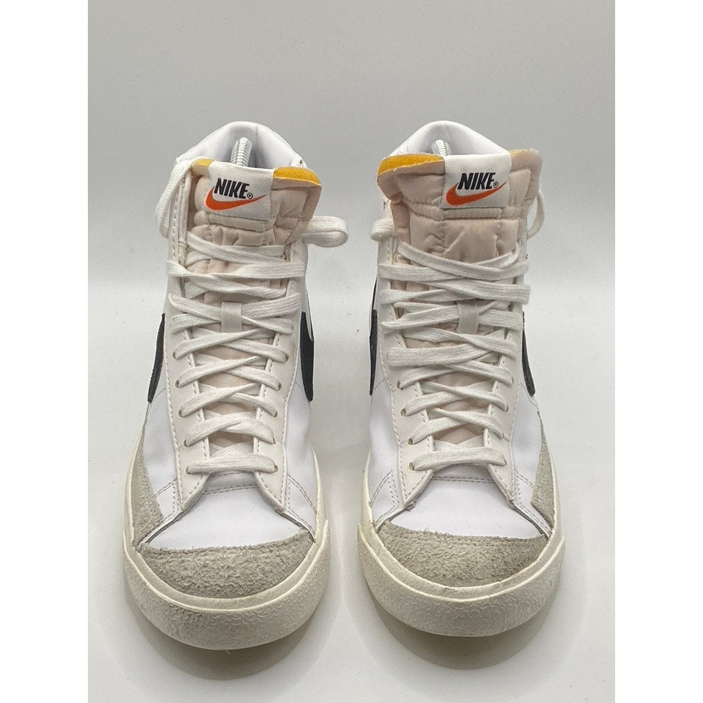 NIKE Men's White Blazer High-Top Round-Toe Swoop Logo Lace-Up Sneakers SZ 6.5