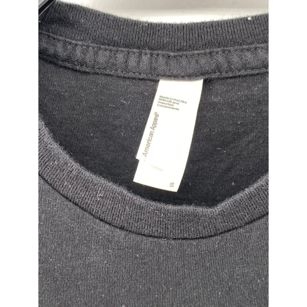 AMERICAN APPAREL Men's Black Solid Crewneck Short Sleeve Classic T-Shirt SZ S