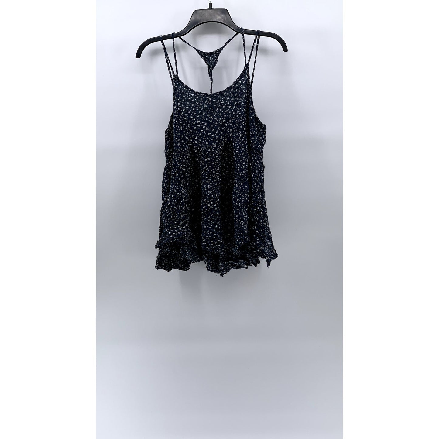 ANB APPAREL Women's Navy Blue Floral Print Scoop-Neck Spaghetti Strap Top SZ S