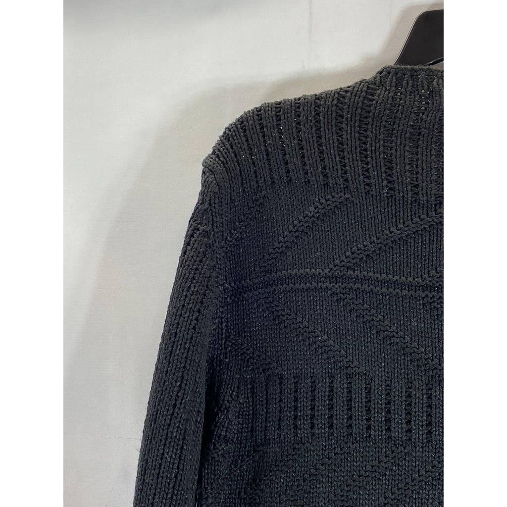 ZARA MAN Men's Black Solid Crewneck Cable Knit Pullover Sweater SZ L